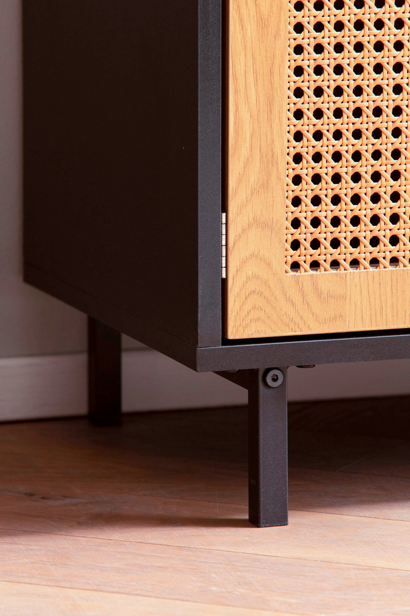 Sideboard 80 x 87 cm schwarz matt/braun