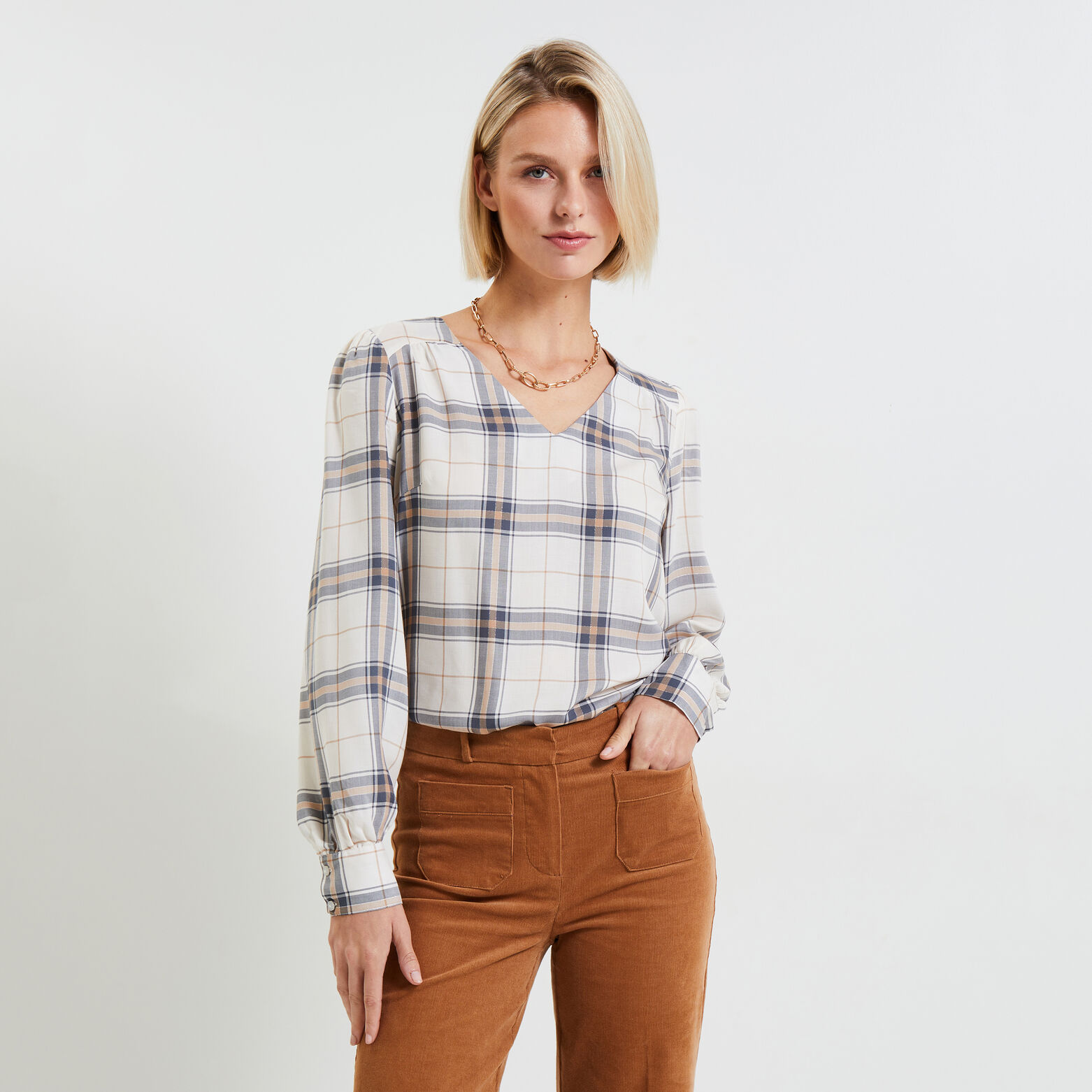 Blouse à carreaux femme