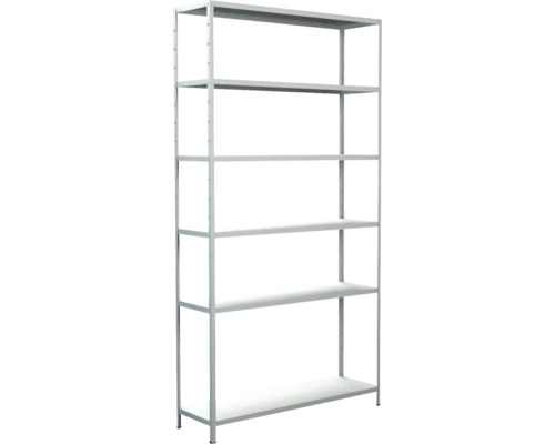 Schulte insteek-basisstelling, wit, 230x120x35 cm, 6 legplanken, hoekprofielen gedeeld, draagvermogen 510 kg
