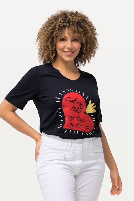 T-Shirt, Herz, V-Ausschnitt, Classic, Halbarm