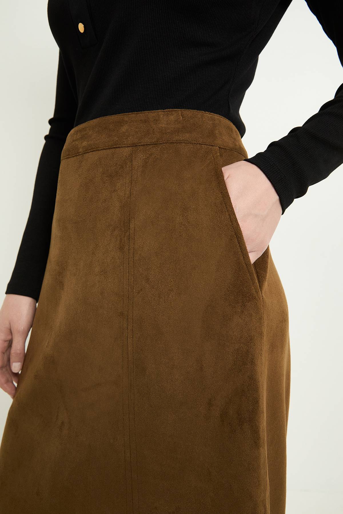 Wallis Jupe Midi En Synthétique Avec Détails De Coutures