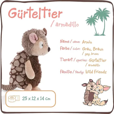NICI Schlenkerplüschtier Gürteltier Armin, 25 cm