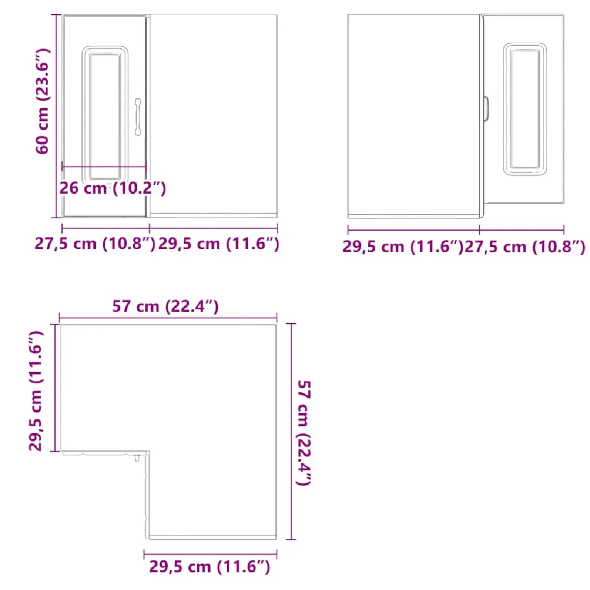 vidaXL Armoire murale d'angle Kalmar Chêne Sonoma