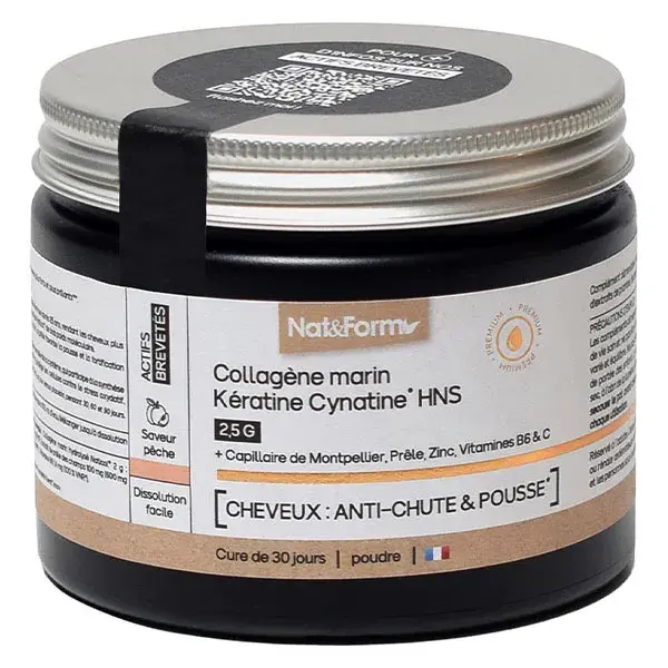 Nat & Form Premium Collagène Marin Kératine Cynatine® Anti-Chute 120g