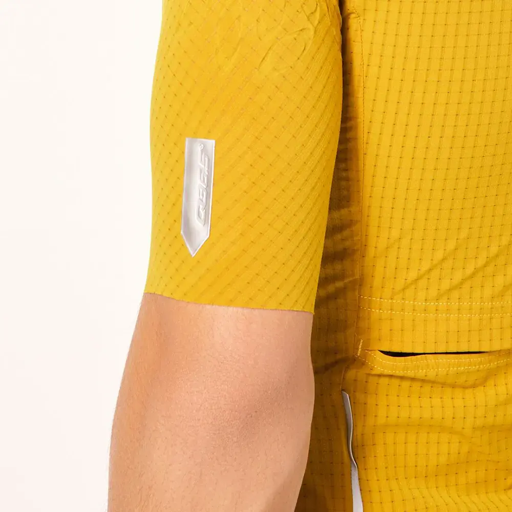 Q36.5 x Oakley Gridskin Pinstripe Fietsshirt Korte Mouwen Geel Heren