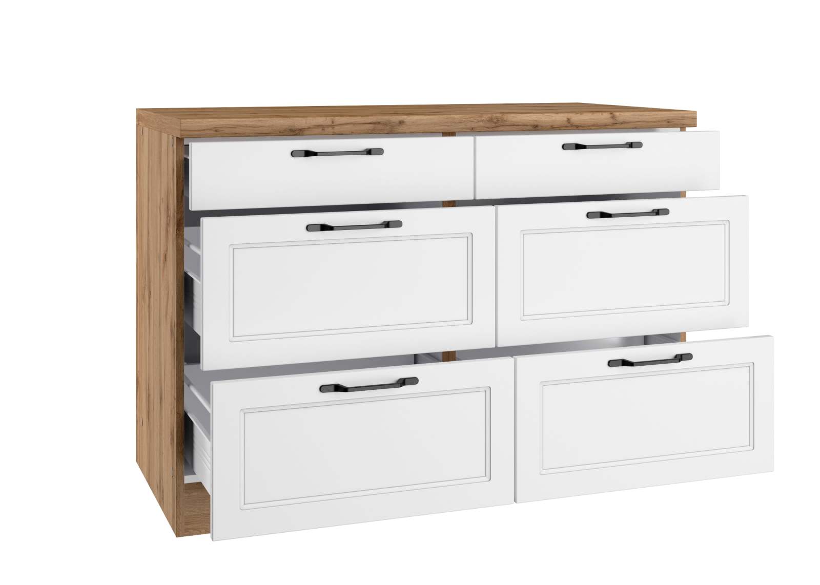 Unterschrank MERAN - weiß - Wotaneiche - 120 cm
