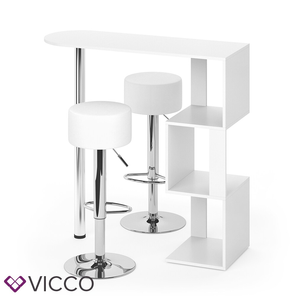 VICCO Bartisch VINCENT Weiß Bartresen Stehtisch Tresentisch Bistrotisch Bar inkl. Barhocker