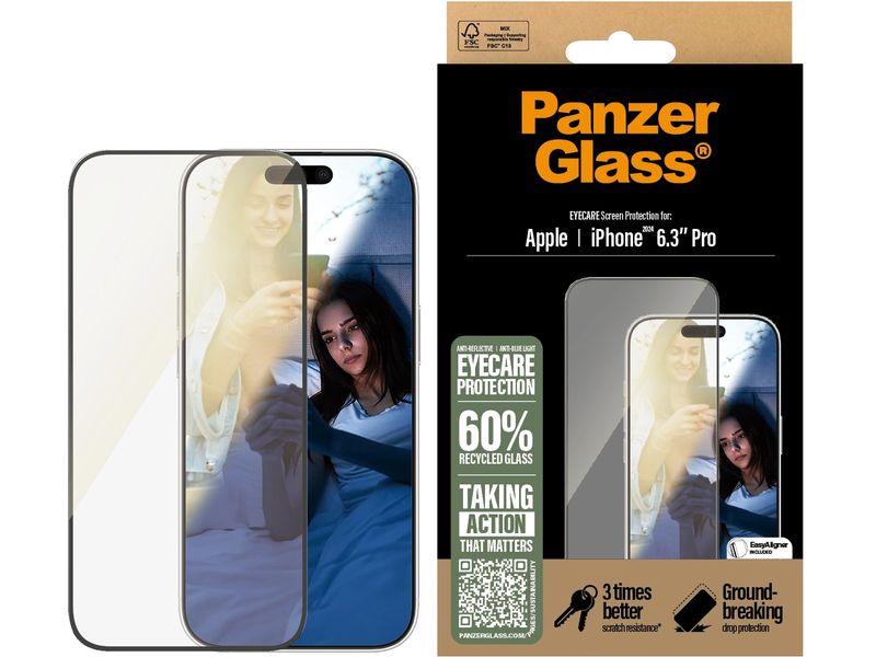 Panzerglass Displayschutz Ultra Wide Fit EyeCare iPhone 16 EyeCare-Display-Schutzfolie für das Apple iPhone 16 Pro