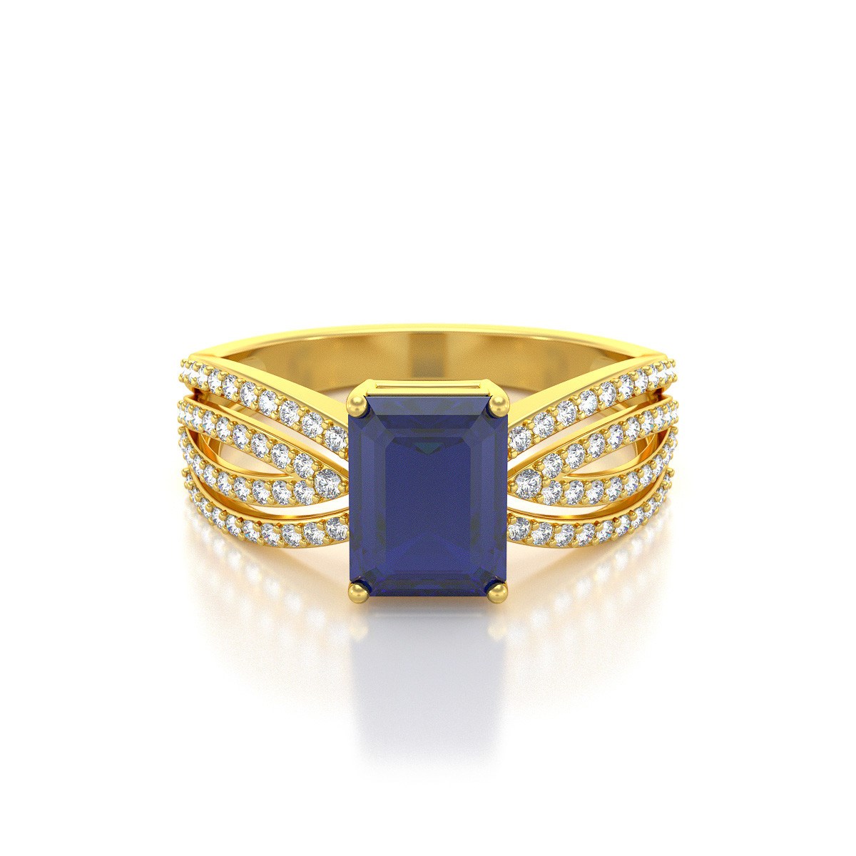 Bague ADEN Or 585 Jaune Saphir et diamants 2.97grs