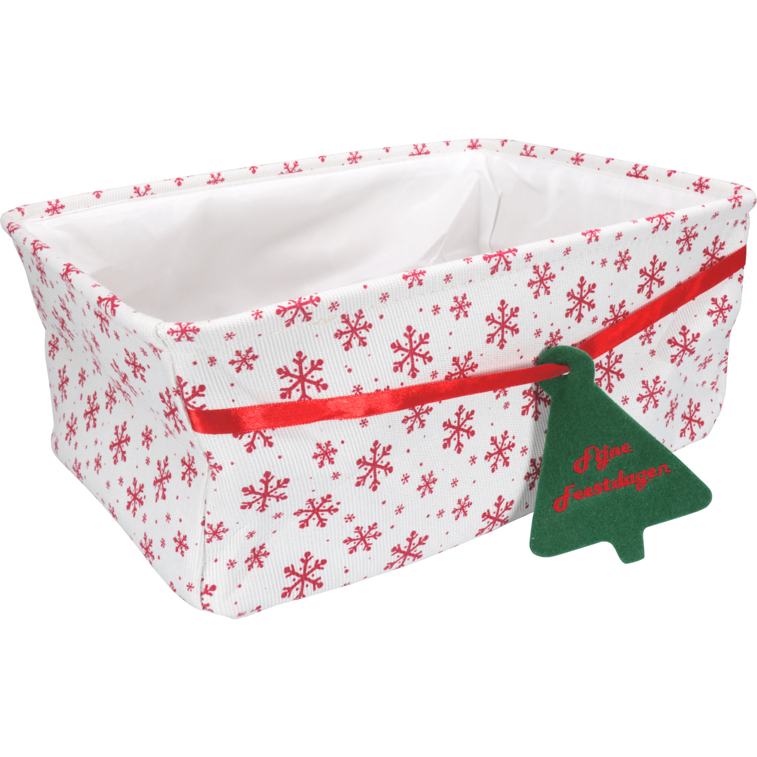 Mand, pE, 36x26x15cm, rechthoekig, rood/wit/groen