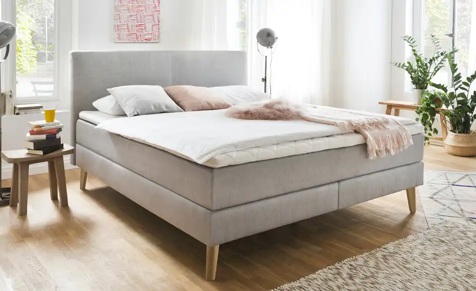 Boxspringbett Greta Hellgrau H2 160 cm