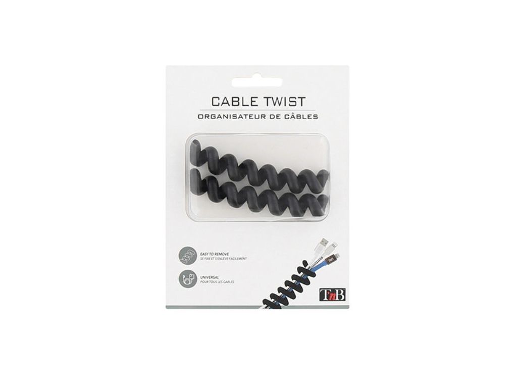 ORGANIZADOR DE CABOS TNB CLIPTWISTBK PRETO PK2 TWISTED