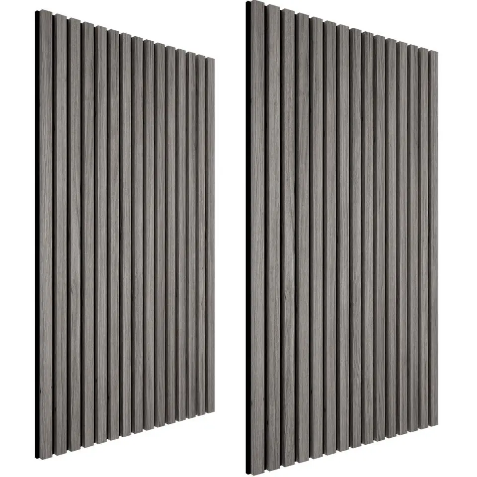 tectake Akoestische panelen Sonic Wall houtlook, Lichtgrijze Eik