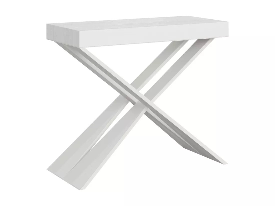 Console extensible 90x40/300 cm Diago Frêne Blanc cadre Blanc