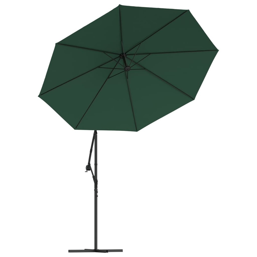 Parasol mobilier de jardin avec éclairage led 300 cm poteau en métal vert
