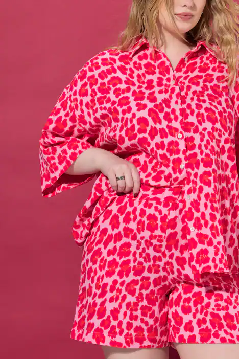 Shorts, Wide Legs, Musselin, Elastikbund, rosa