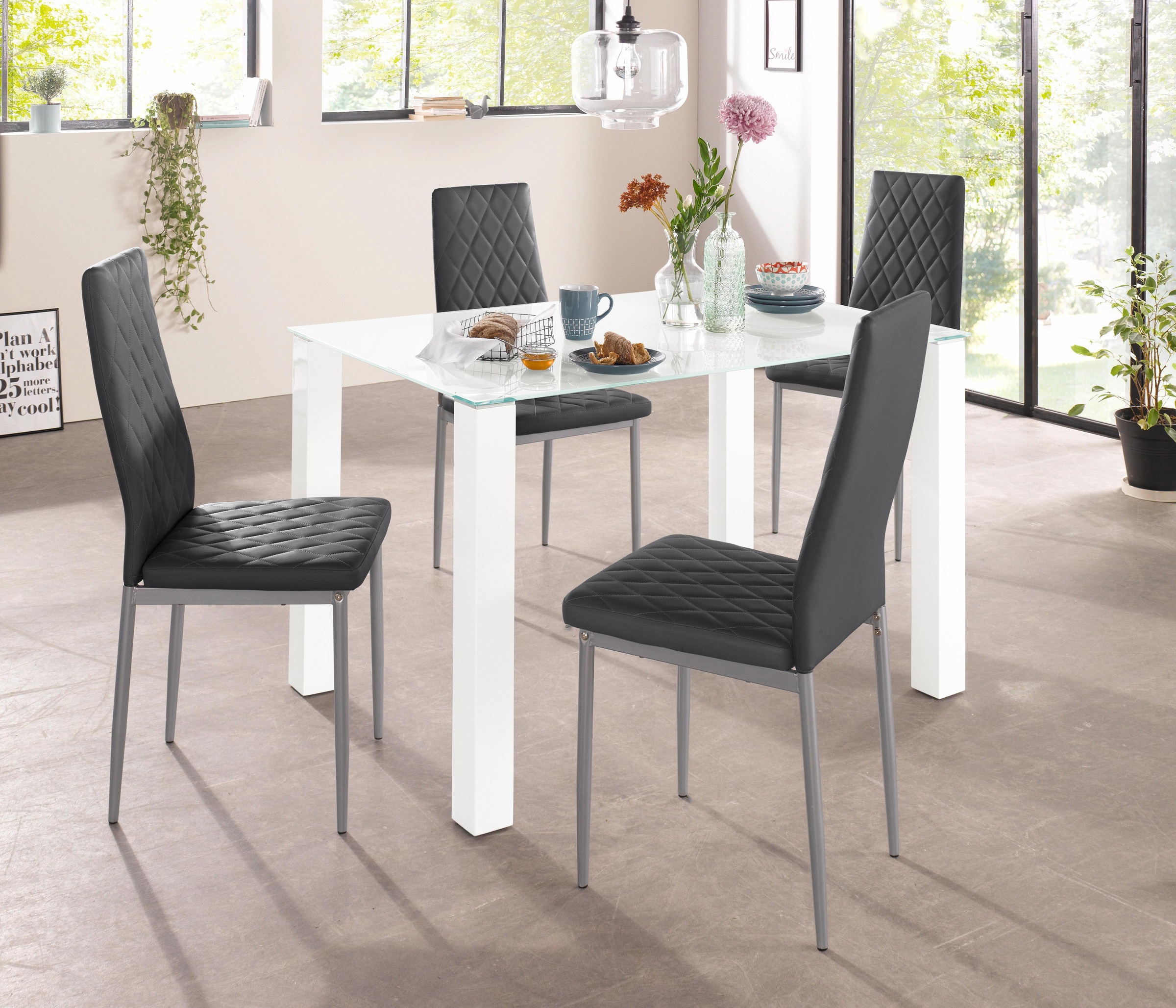 INOSIGN Essgruppe Set,  Set: Glastisch, Breite 120 x 80 cm mit 4 Stühlen