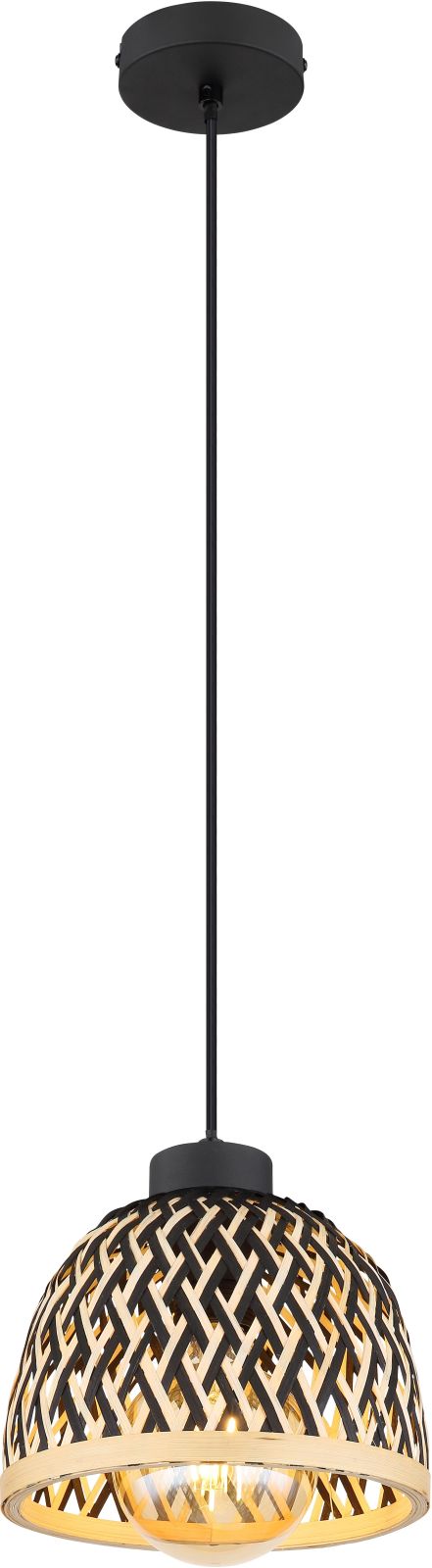 Hängeleuchte - schwarz matt - Bambus - 120 cm