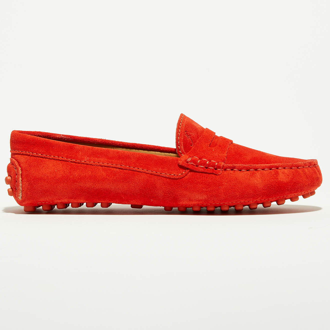 Loafers Mocassins en Velours de Cuir Lena rouge orangé