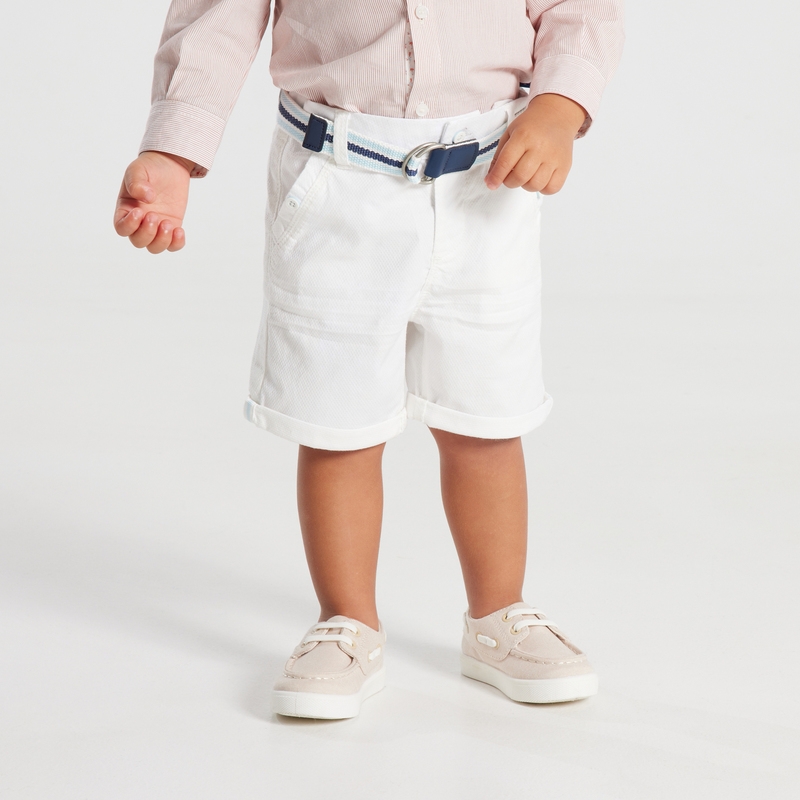 Bermuda chino maille fantaisie blanc bébé garçon
