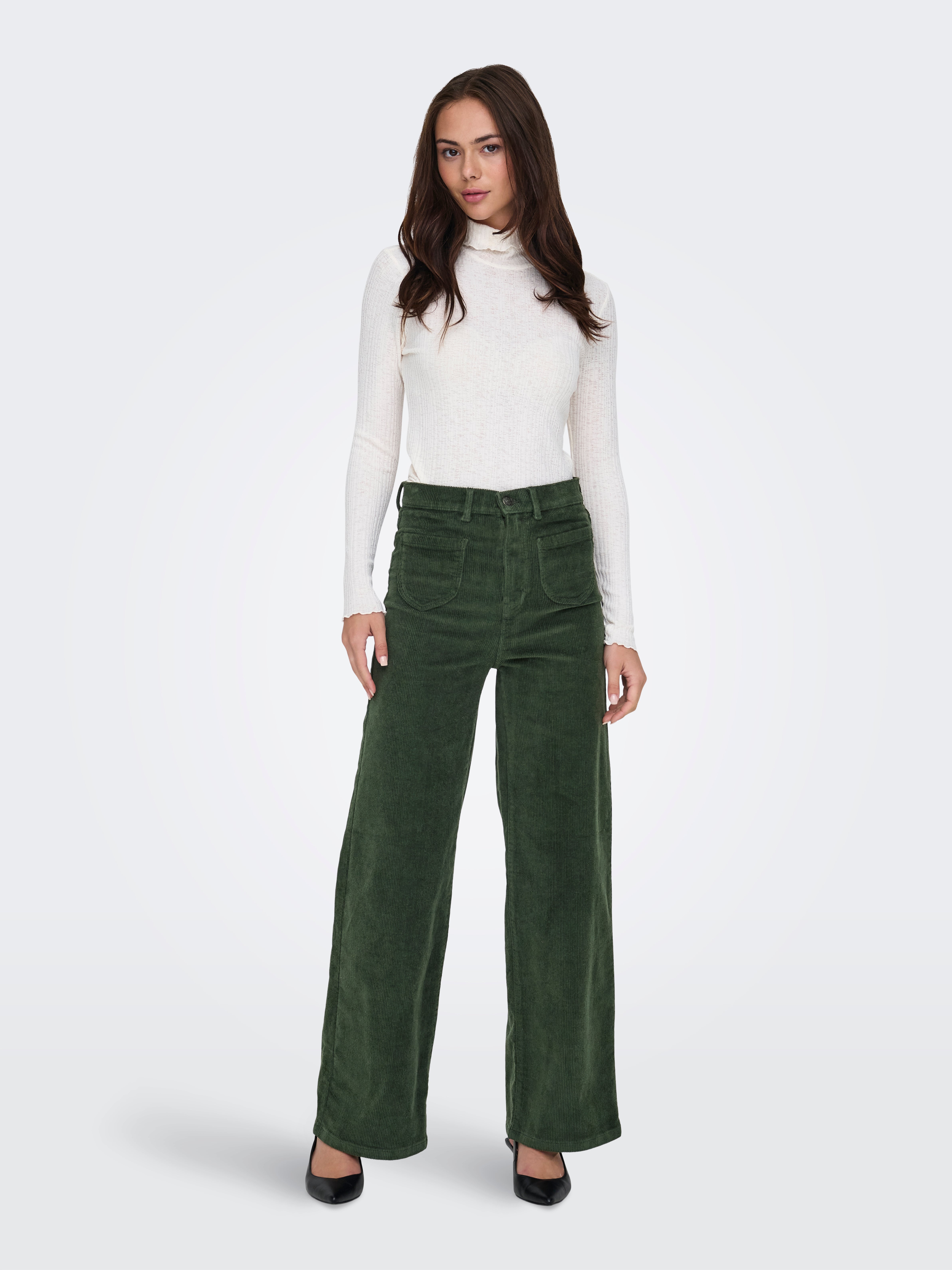 ONLHOPE Hohe Taille Gerade geschnitten Hose mit weitem Beinschnitt Duffel Bag