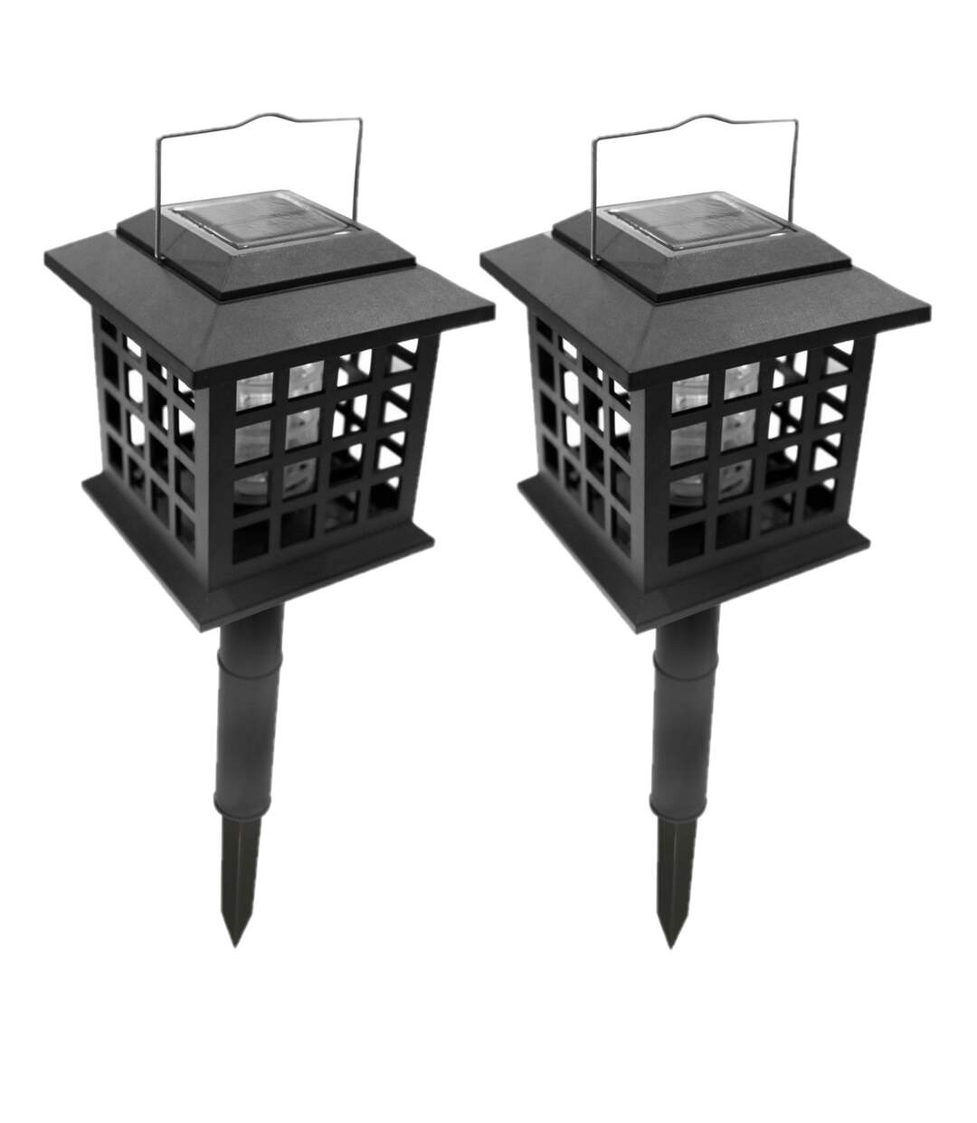 Lot de 2 Lampes LED solaires à planter - Anti-moustique - Noir
