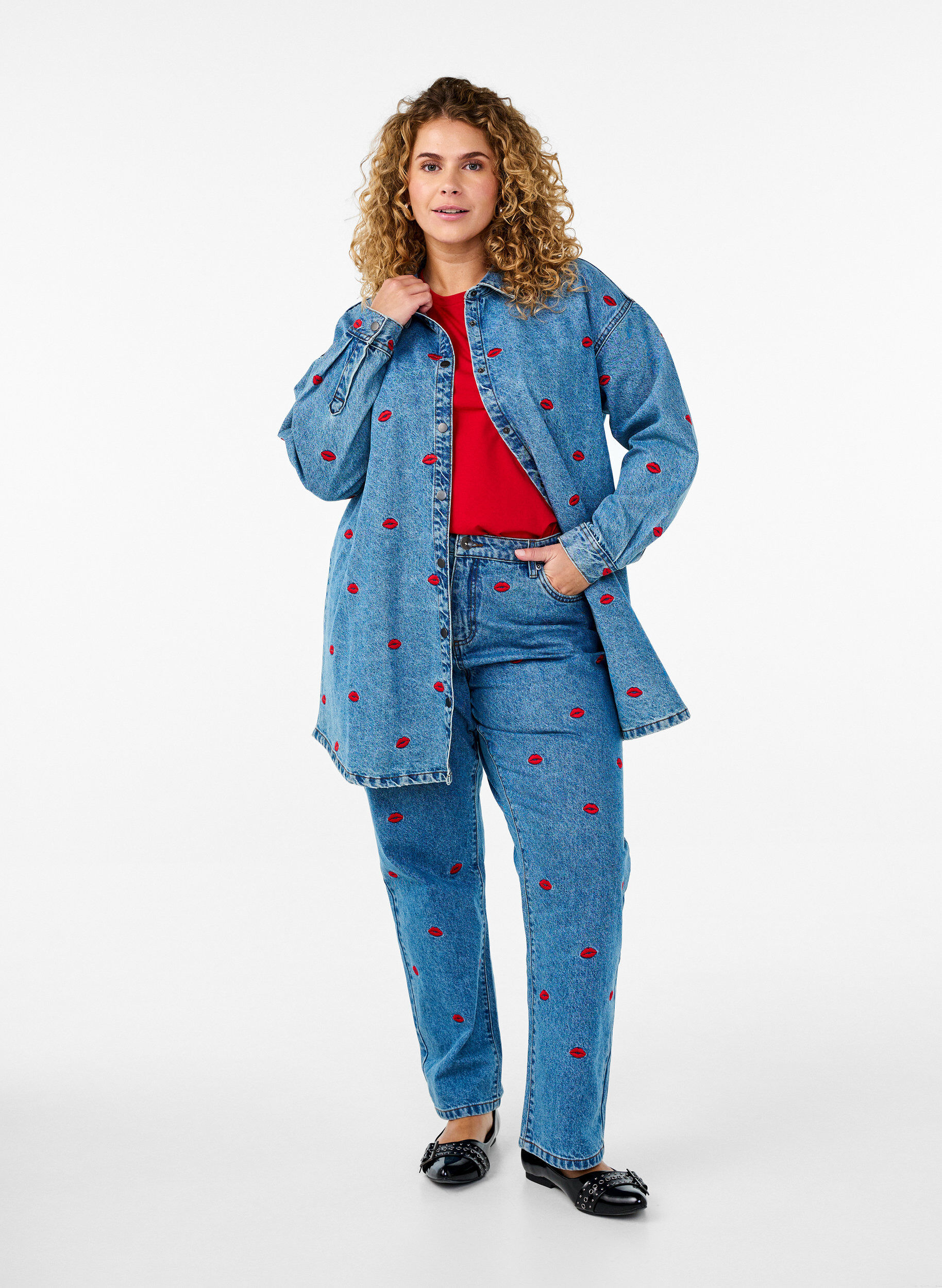 Højtaljede Gemma jeans med lips