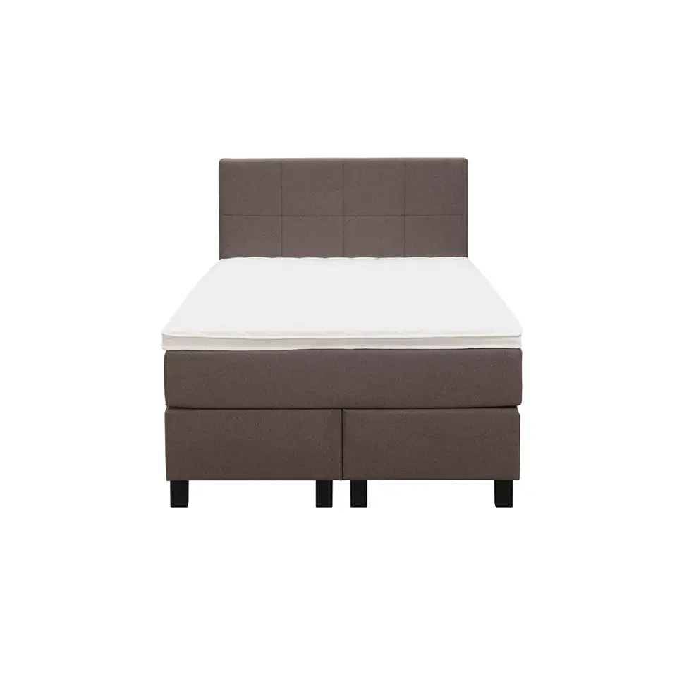 Boxspring Liv geblokt - donkerbruin - 120x200 cm - vierkante poot