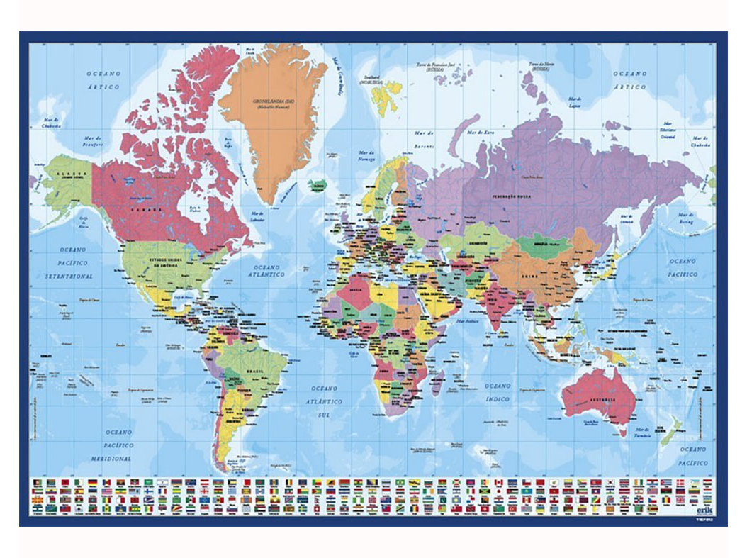 BASE SECRETÁRIA MAPA MUNDO PLASTIFICADA 35X50CM
