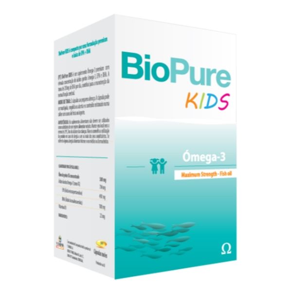 Biopure Kids Omega -3 Premium EPA   DHA 350mg Vitamina D 25ug 60 Cápsulas