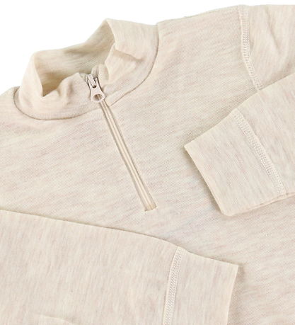 Joha Bluse - Wolle - Reißverschluss - Creme