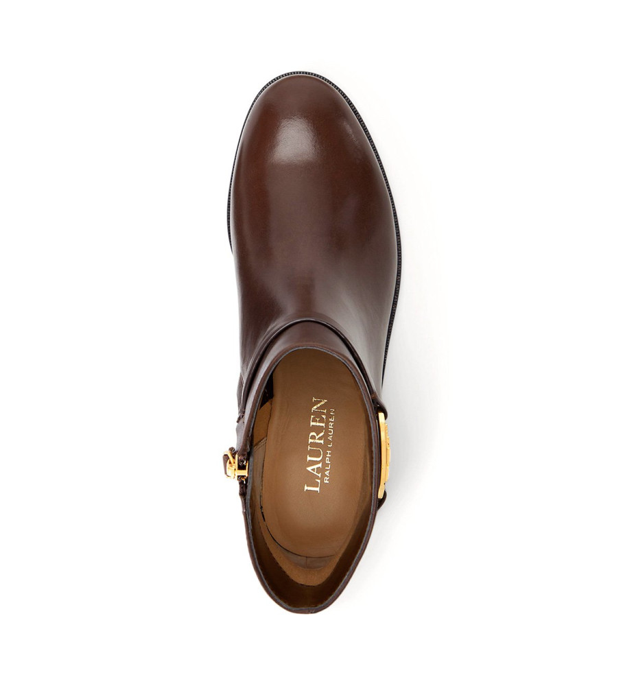 Botas de tornozelo Ralph Lauren Briela em couro marrom