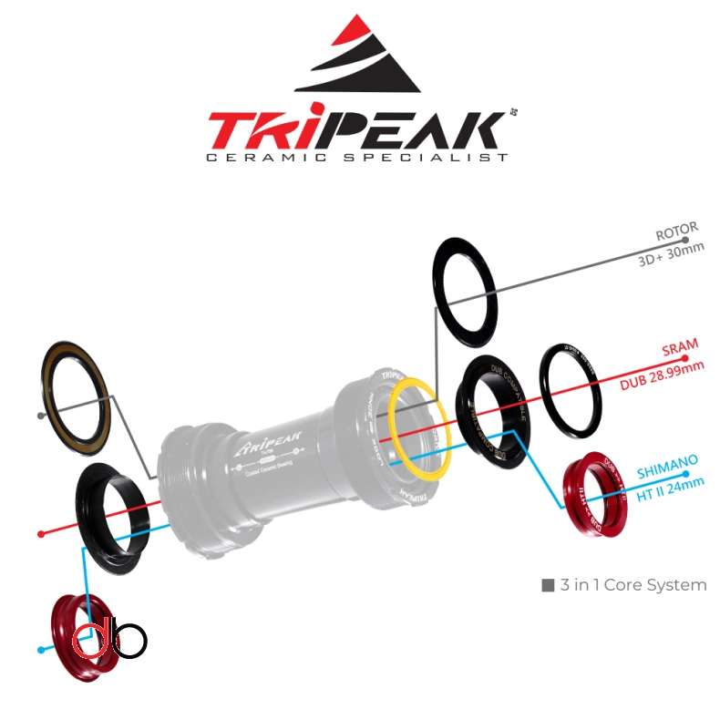 Tripeak T47 3-i-1 krankboks til Shimano G5 keramiske lejer