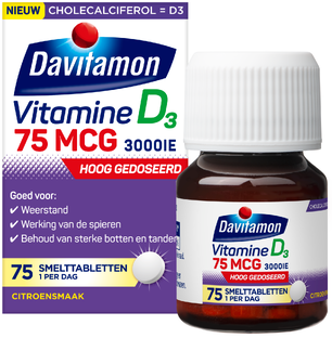 Davitamon VItamine D3 75 mcg Smelttablet 75TB