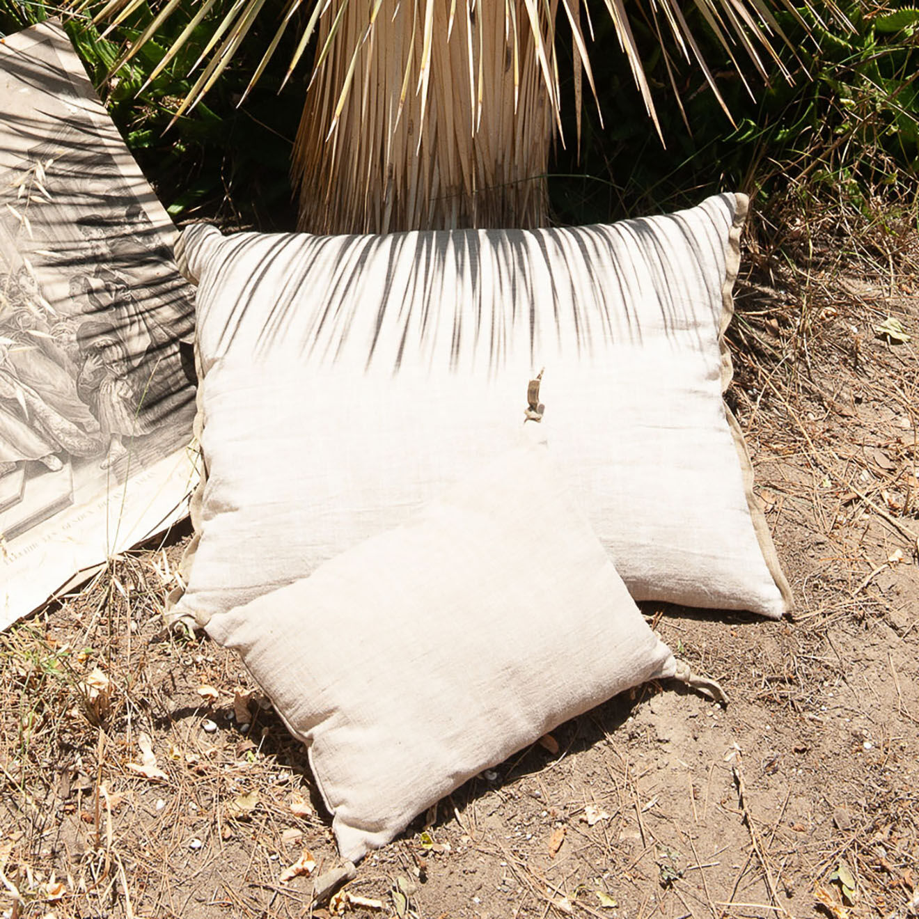 En Fil d'Indienne Housse de coussin Varanasi tweed de lin naturel - 25x35 cm