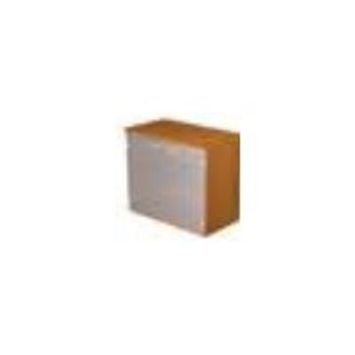 Bibliothèque basse Trend - L80xP35xH72 cm - 2 portes en verre dépoli - imitation chêne canadien