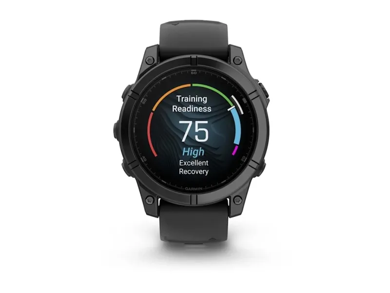 Garmin fenix E - 47 mm - skifergrå stål - sportsur med bånd - silikone - sort - håndledsstørrelse: 125-208 mm - display 1.3