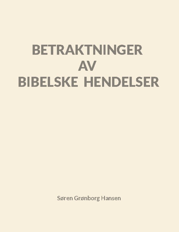 Betraktninger Av Bibelske Hendelser - Søren Grønborg Hansen - Bog
