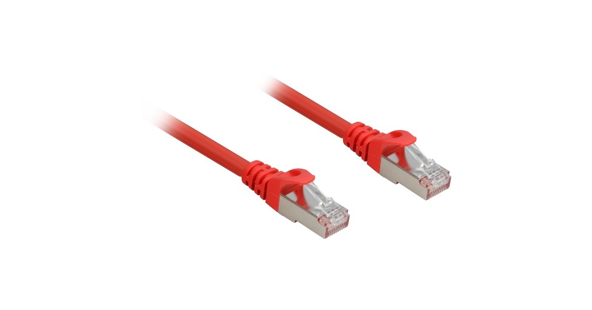 SharkoonPatchkabel SFTP, RJ-45 met Cat.6a  (Rood, 0,5 meter, Halogeenvrij)