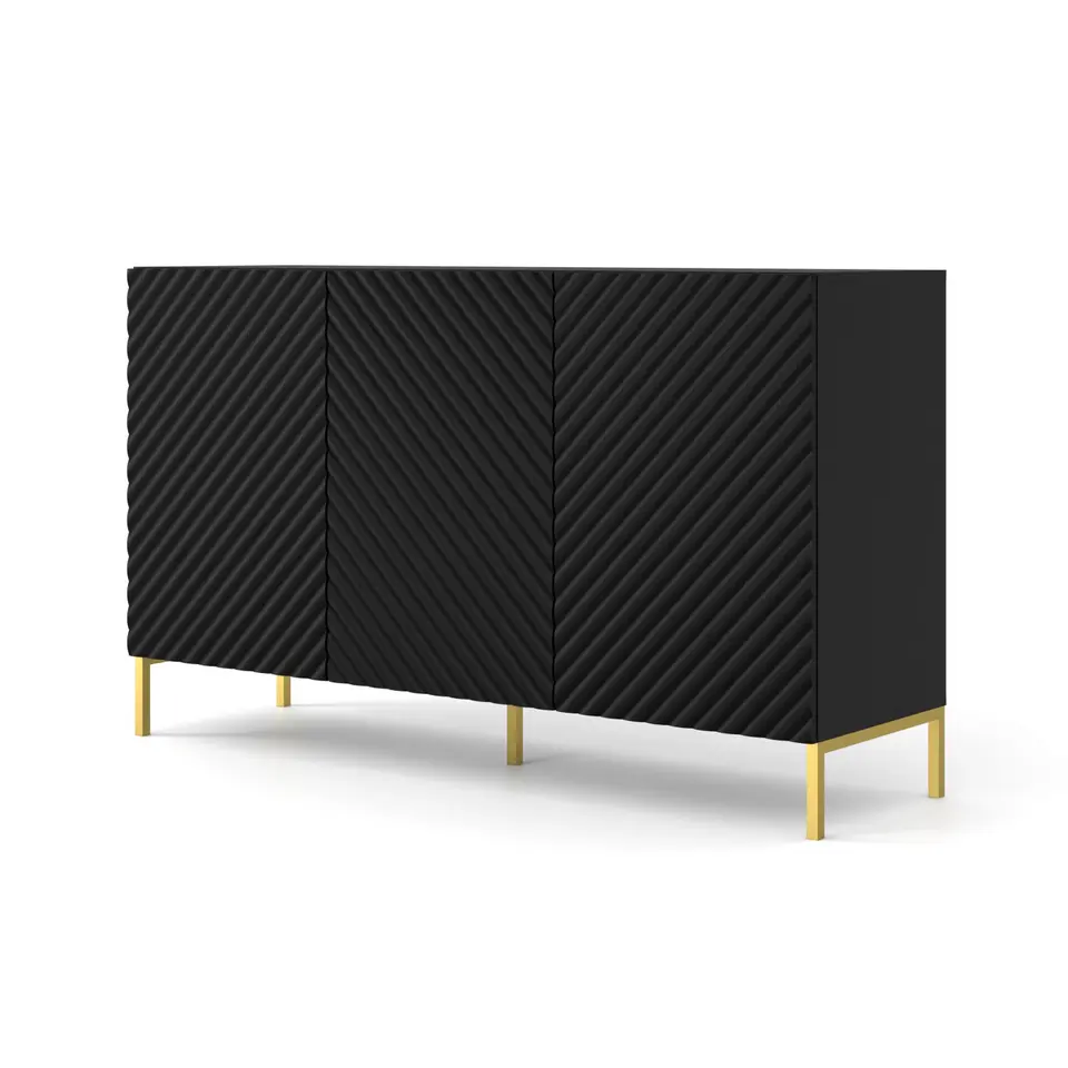 SURF dressoir 3D 150 cm mat zwart   gouden frame