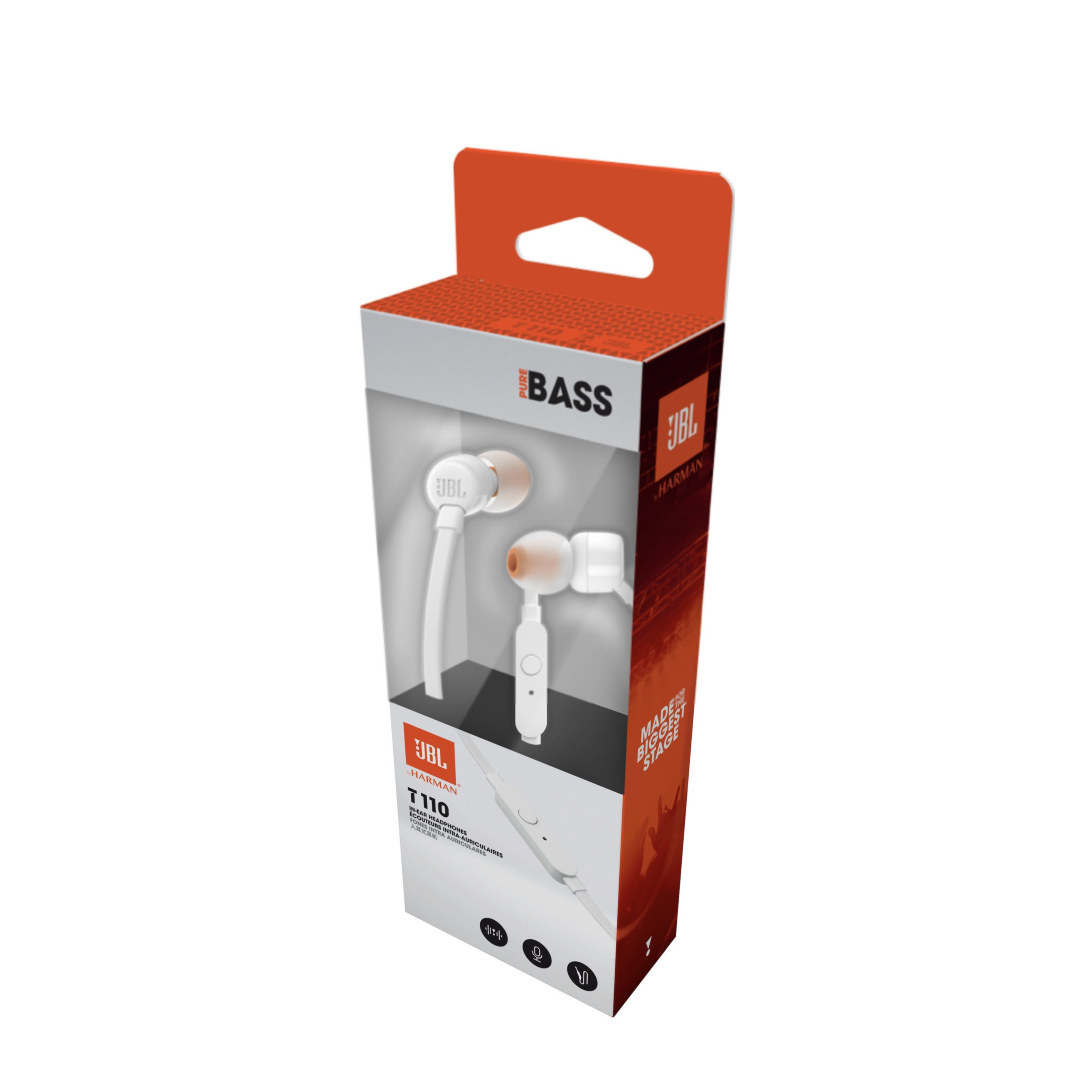 T110 In-Ear Kopfhörer 3.5mm Klinken Anschluss mit Mikrofon (JBLT110WHTE) - Weiss