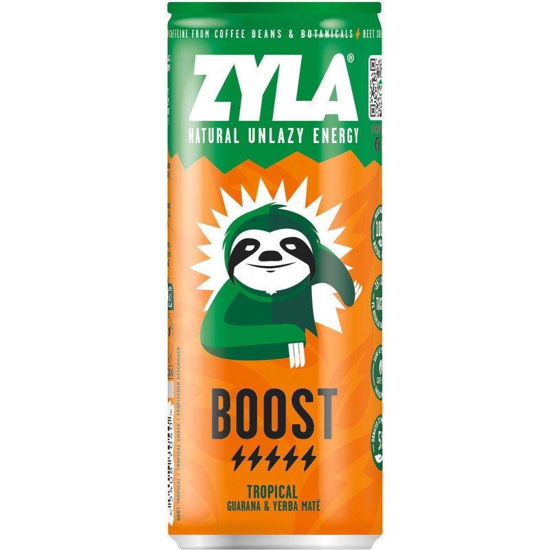 Zyla Boost Tropical, Guarana & Yerba Maté 25 cl - 24 canettes