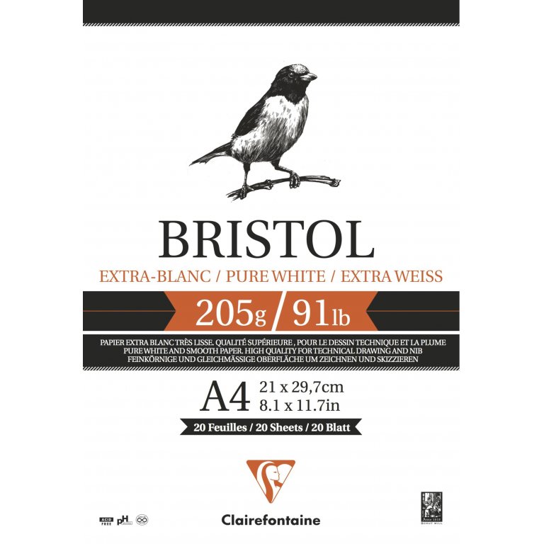 Clairefontaine Bristol Zeichenblock weiß, 205 g/m²