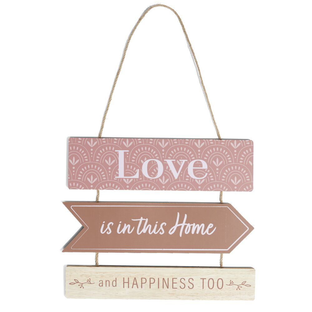 Décoration à suspendre panneaux en bois Home and Happiness H53,5cm