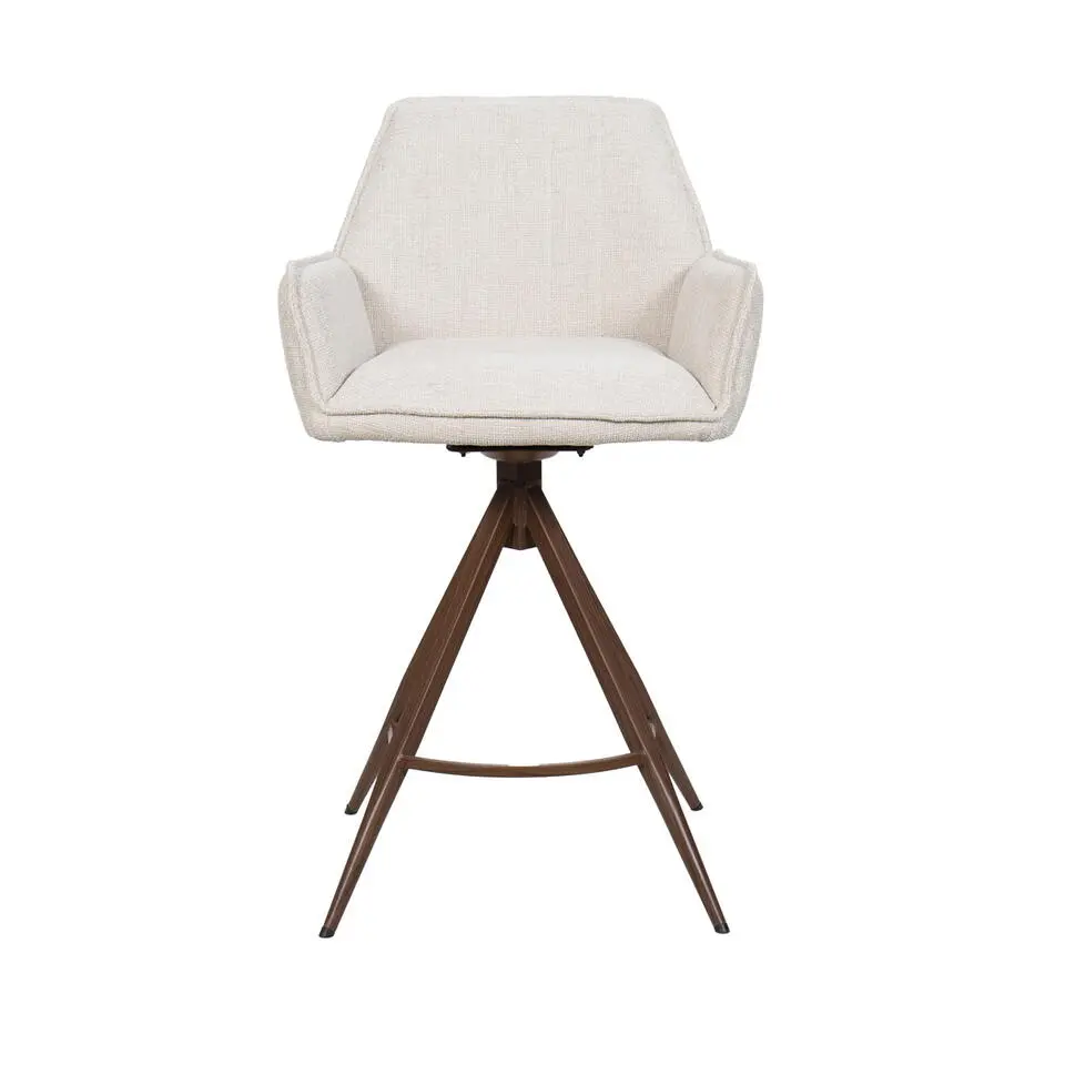 Barstoel Beige/Walnoot - Zithoogte 66cm - Noa - Set van 2
