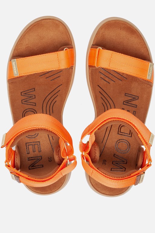 Woden Line Sandalen oranje Textiel