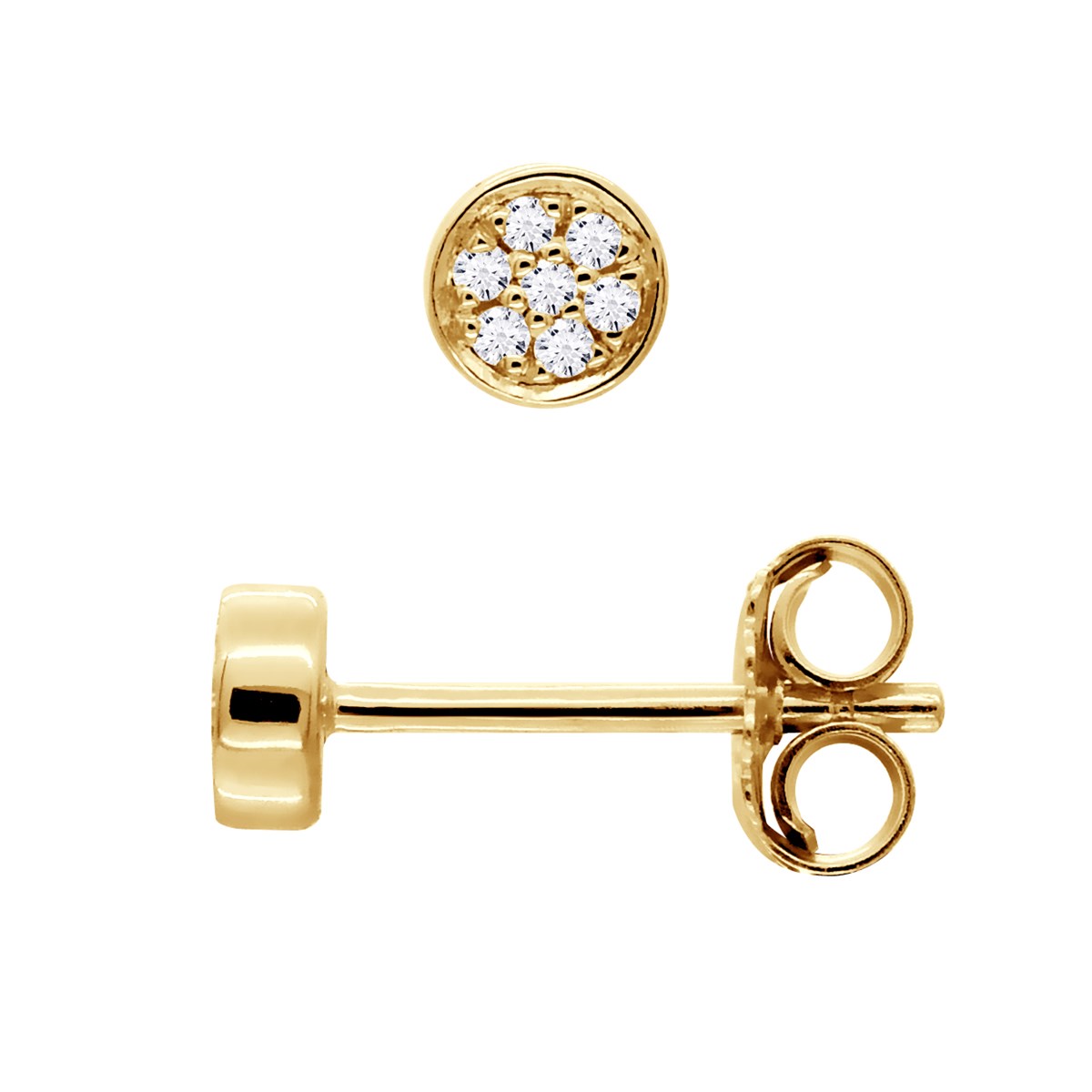 Boucles d'Oreilles Diamants 0,020 Cts Serti Illusion 0,35 Cts Or Jaune