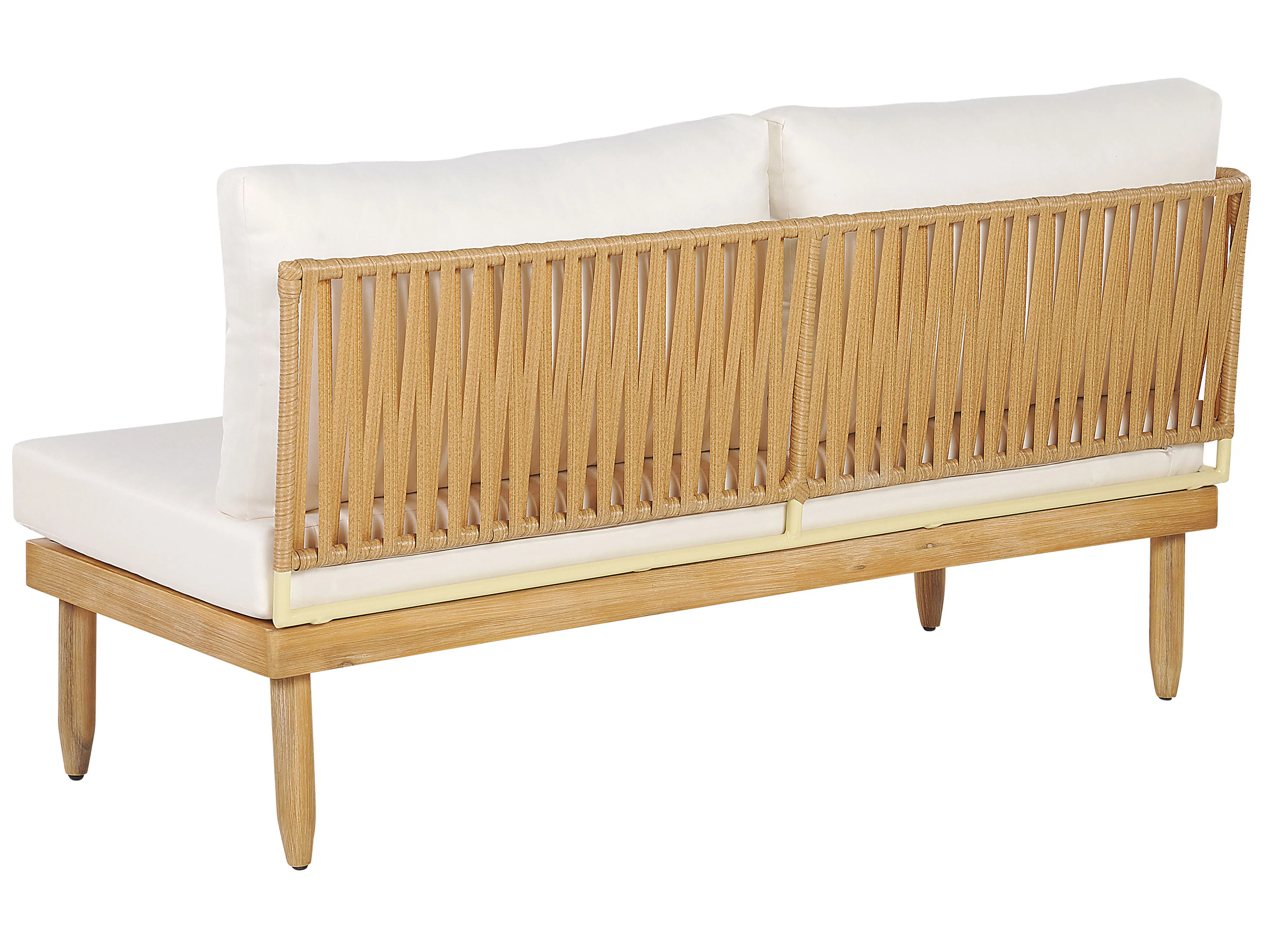 Loungeset met tafel 4-zits CREMONA linkszijdig Acaciahout Gebroken wit