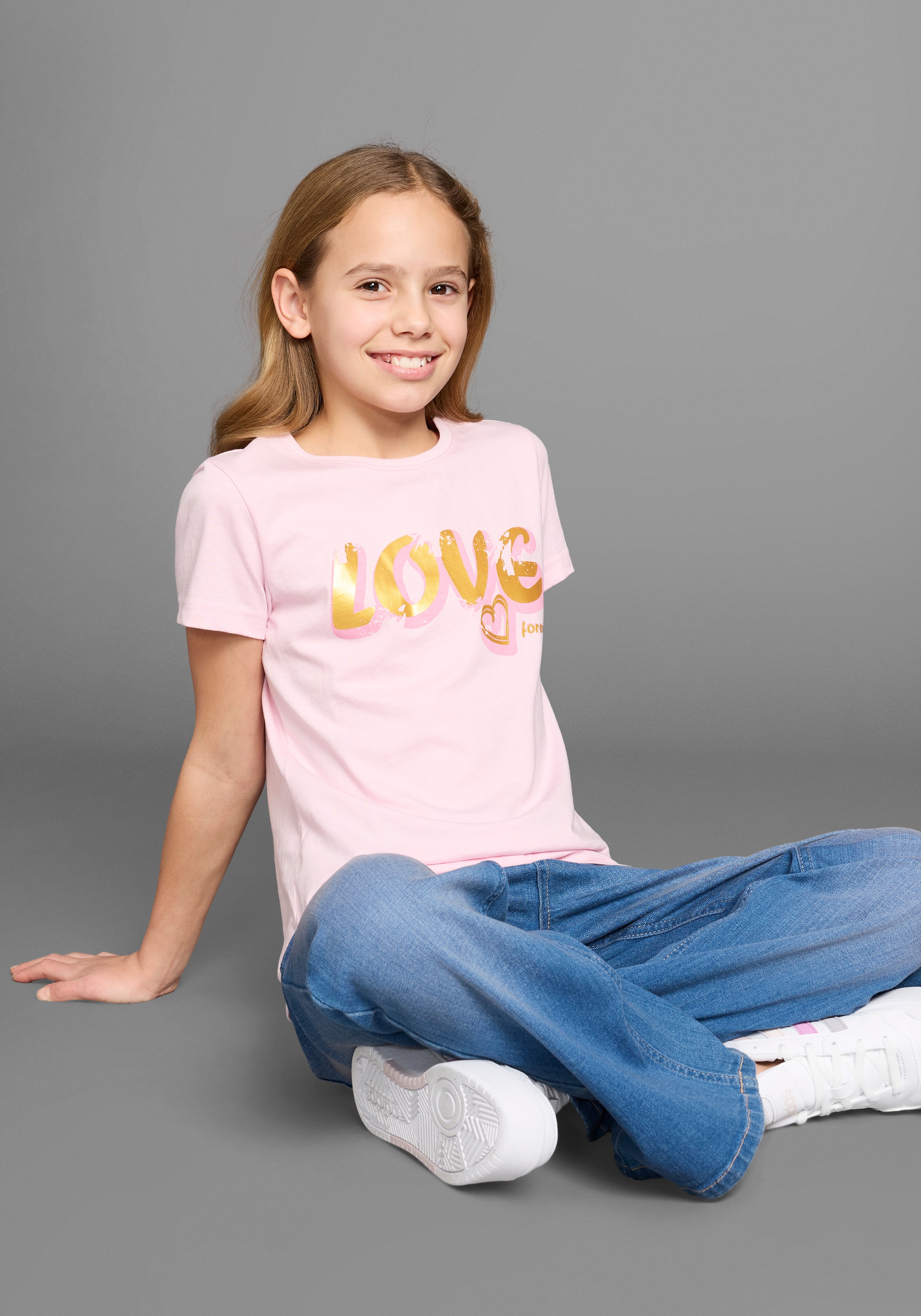 DELMAO T-Shirt »2er Pack T-Shirt mit Foliendruck«, 2 Stk. 2er Packung T-Shirts
