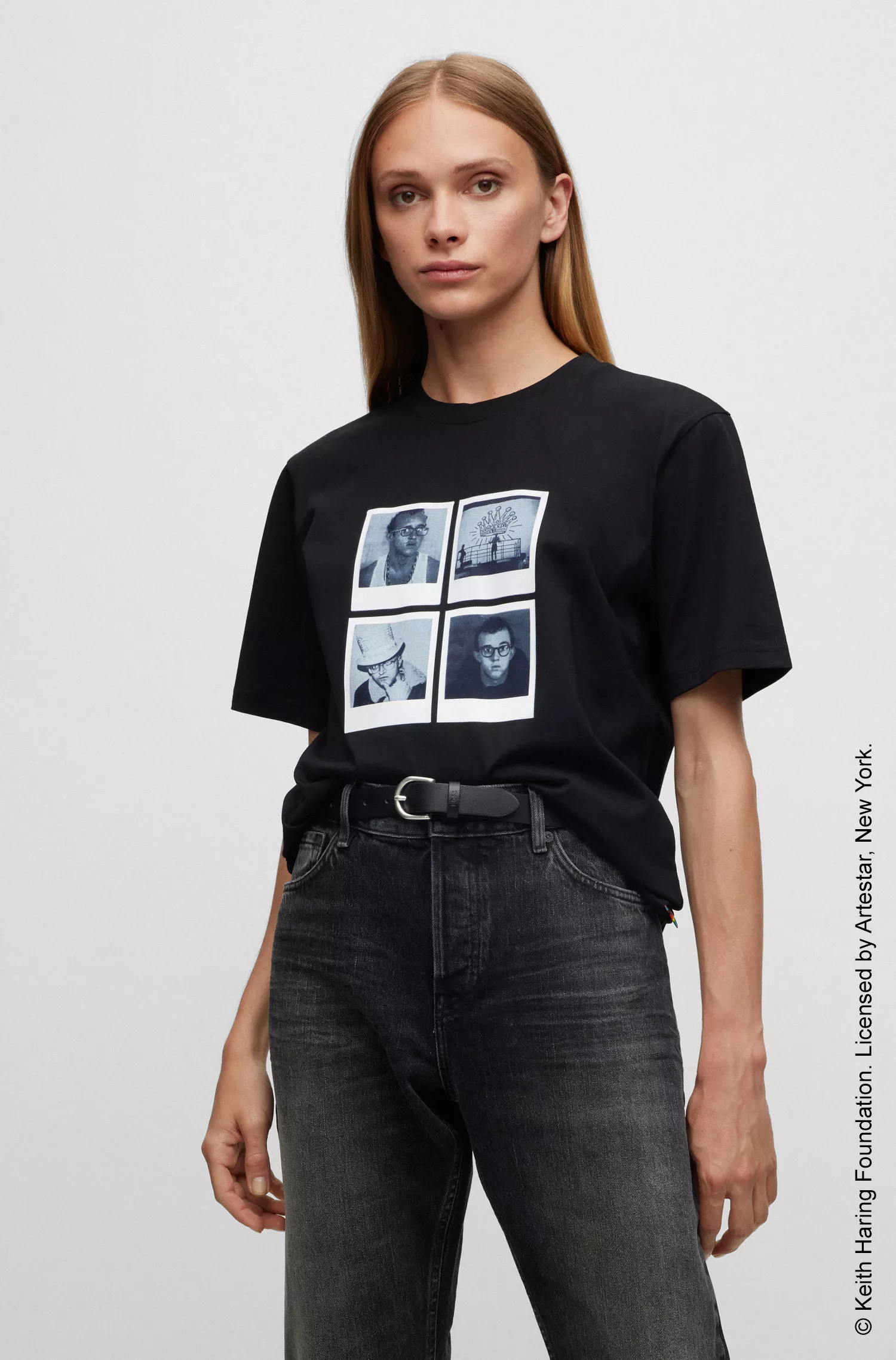 Camiseta unissex BOSS Black-BOSS x Keith Haring com estampa fotográfica.